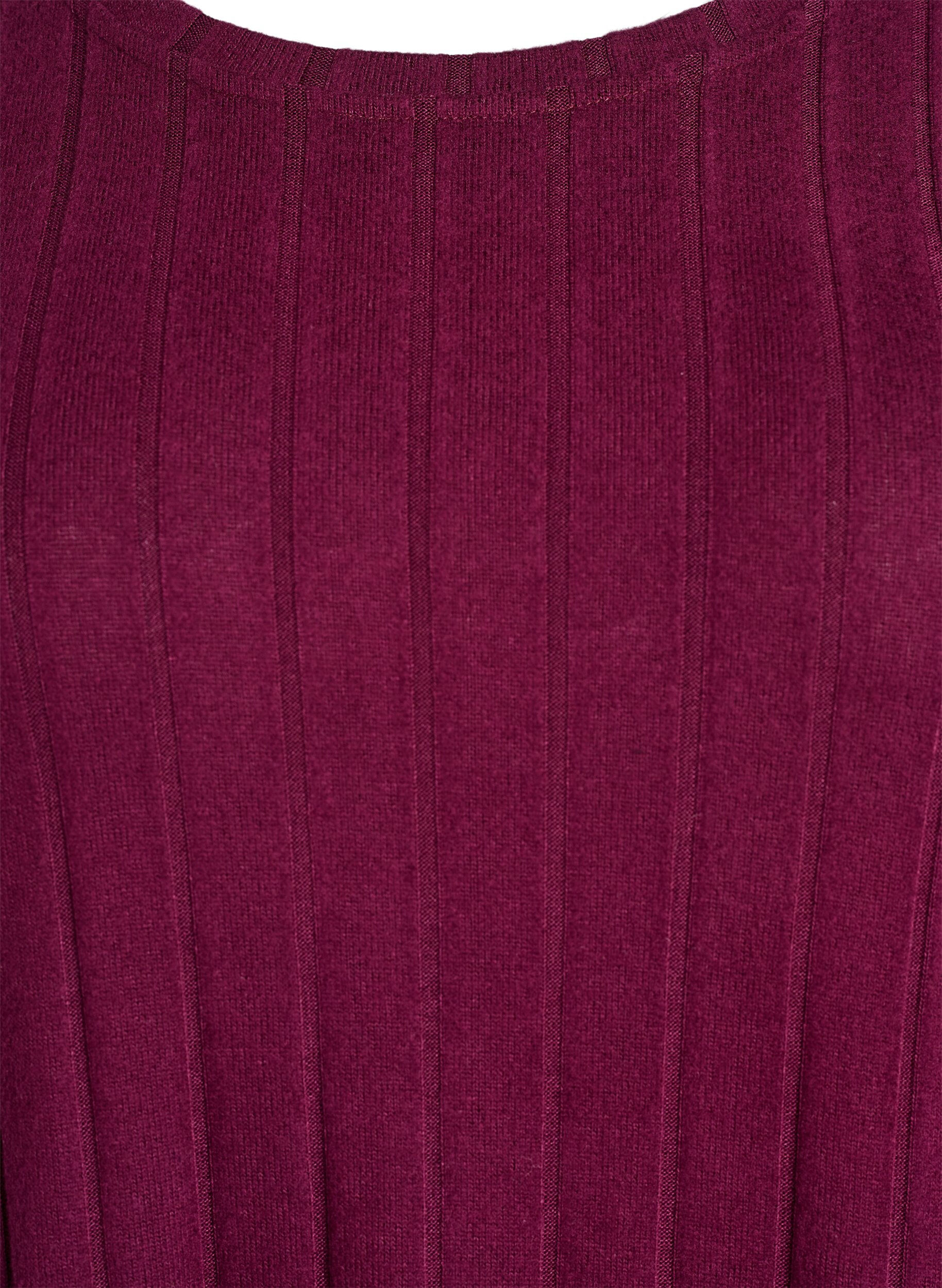 Zizzi Losse blouse met 3/4 mouwen, Donker Bordeaux, Packshot image number 2