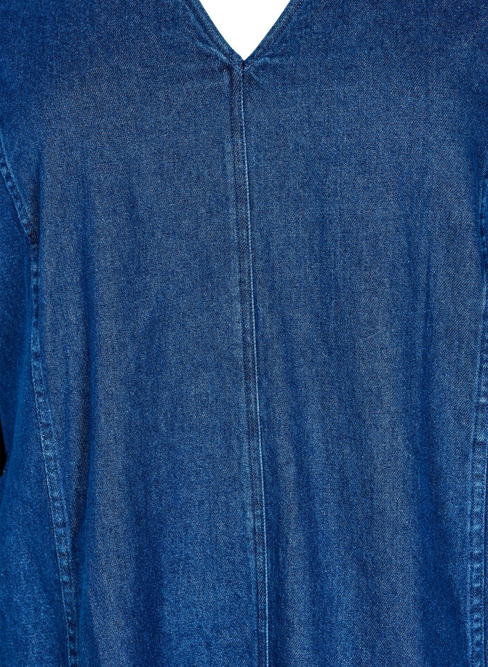 Korte denimjurk met 3/4 mouwen, Blauw, Packshot image number 2