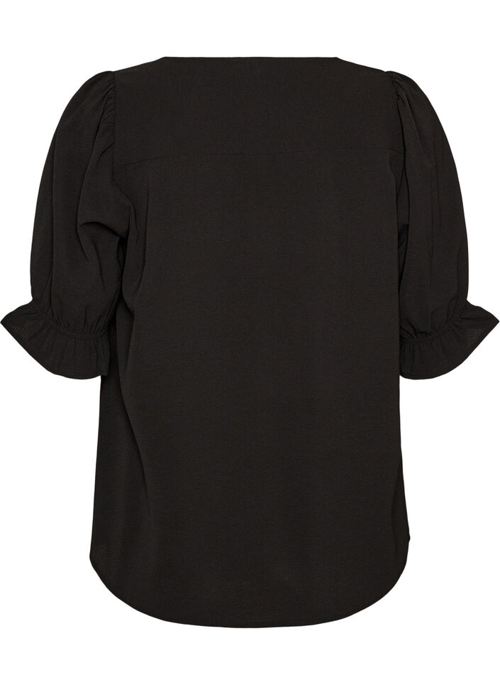 Shirtblouse met 1/2 mouwen, Zwart, Packshot image number 1