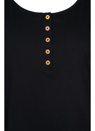 Katoenen top met elastiek in de onderkant en effen kleur, Black, Packshot image number 2