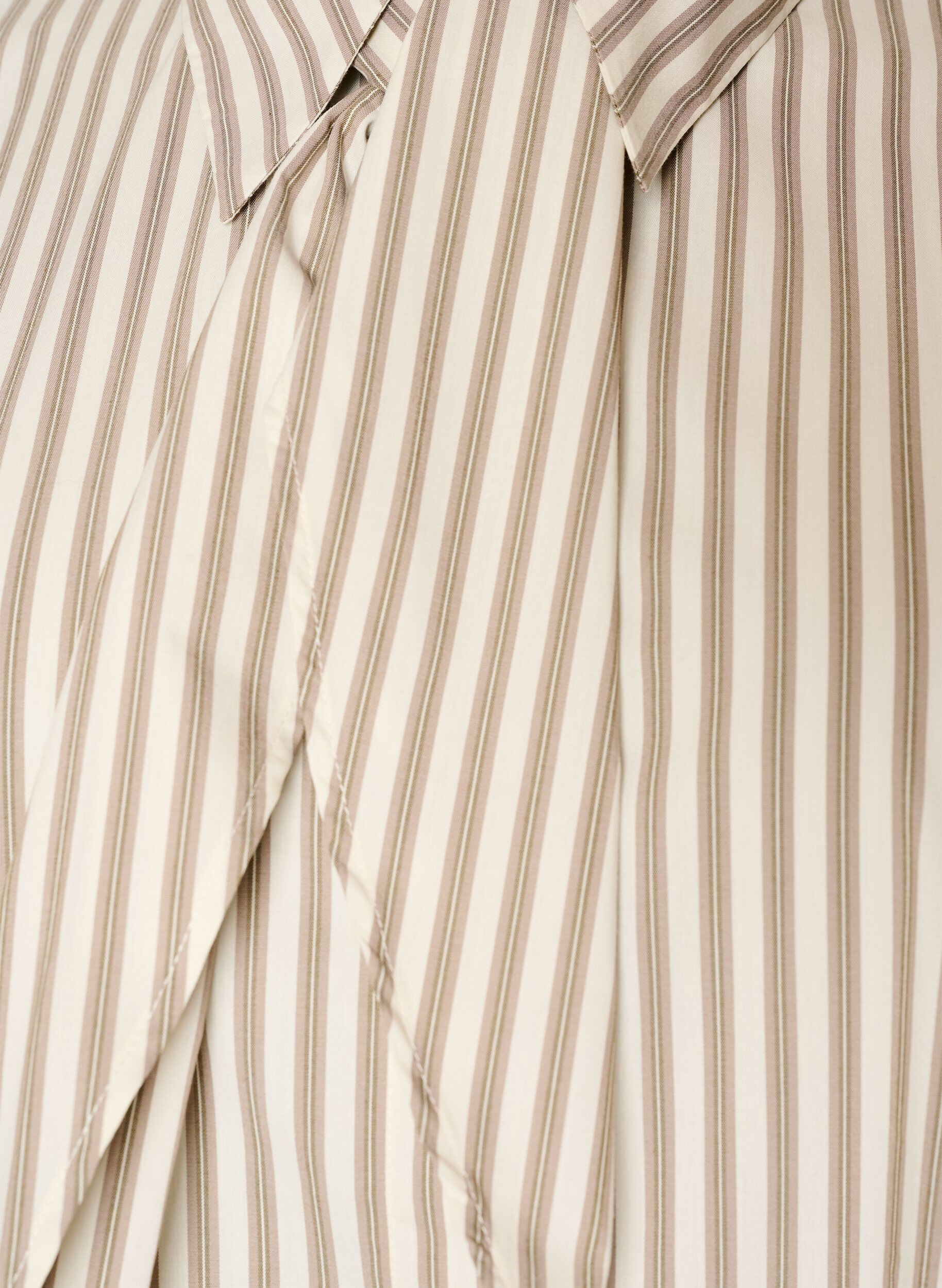 ZizziGestreept overhemd met afneembare strik aan de hals, Beige, Packshot image number 2