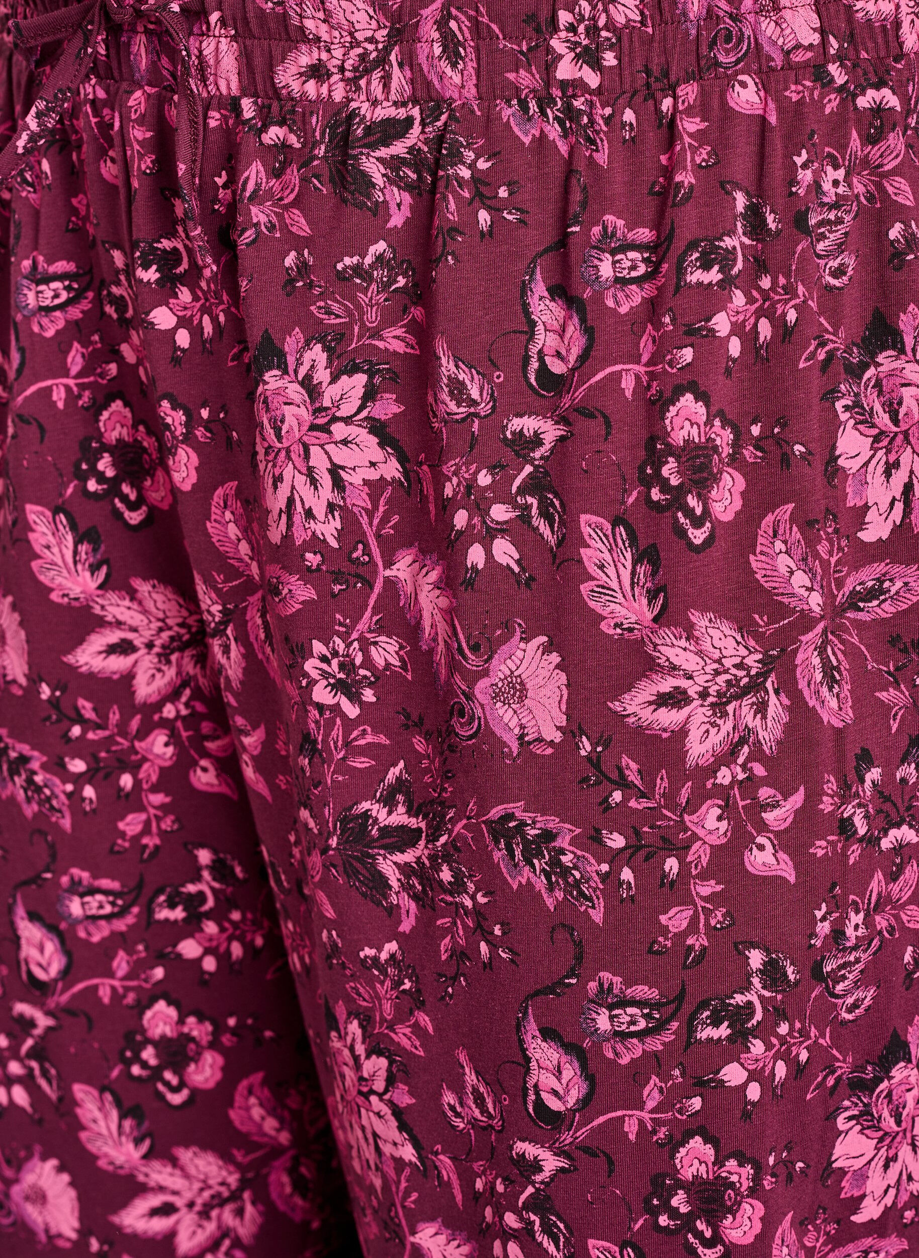 Zizzi Kleren pyjama broek met print, Donker Bordeaux, Packshot image number 2