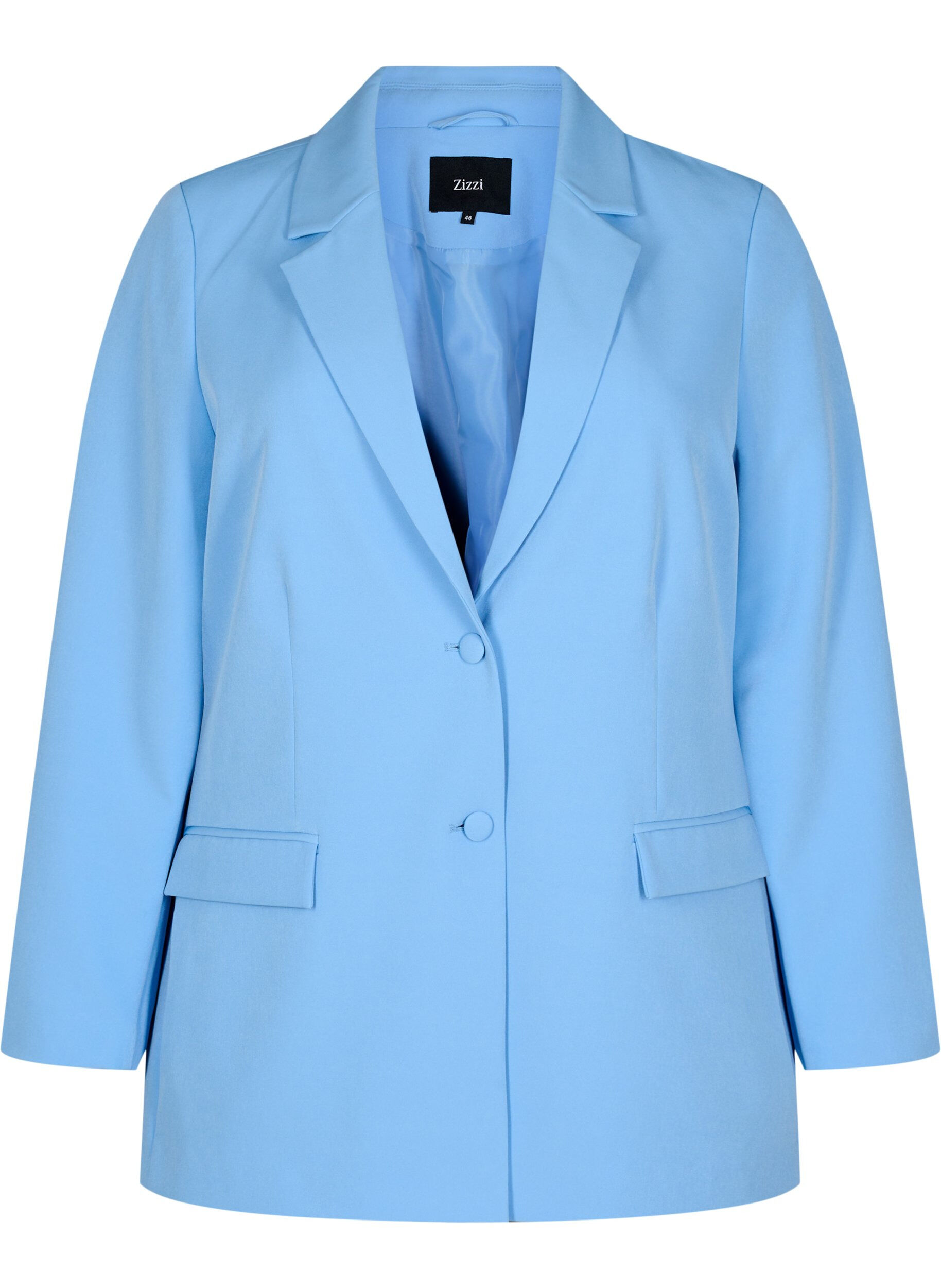 Zizzi Klassieke blazer met knoopsluiting, Blauw, Packshot image number 0