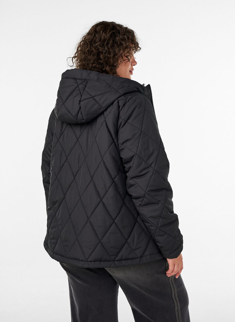 Licht gewatteerd jack met diamant-quilt, Zwart, Model image number 2