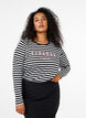 Gestreepte blouse met motief, White w.Black Stripe, Model image number 0