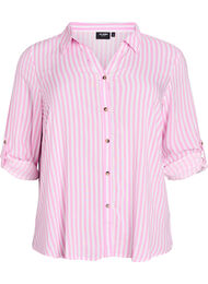 FLASH - Gestreept shirt met opgerolde mouwen, Roze