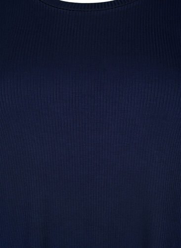 T-shirt van viscose met ribstructuur, Navy Blazer, Packshot image number 2