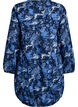 Korte katoenen jurk met een elastische zoom en lange mouwen, Blauw, Packshot image number 1