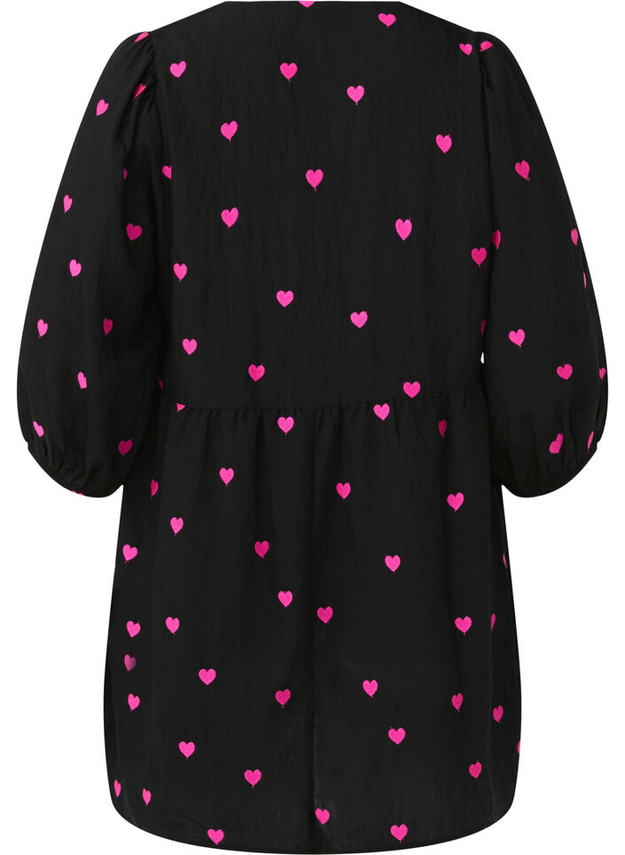 Tuniek met harten en 3/4 mouwen, Black Emb. Heart, Packshot image number 1