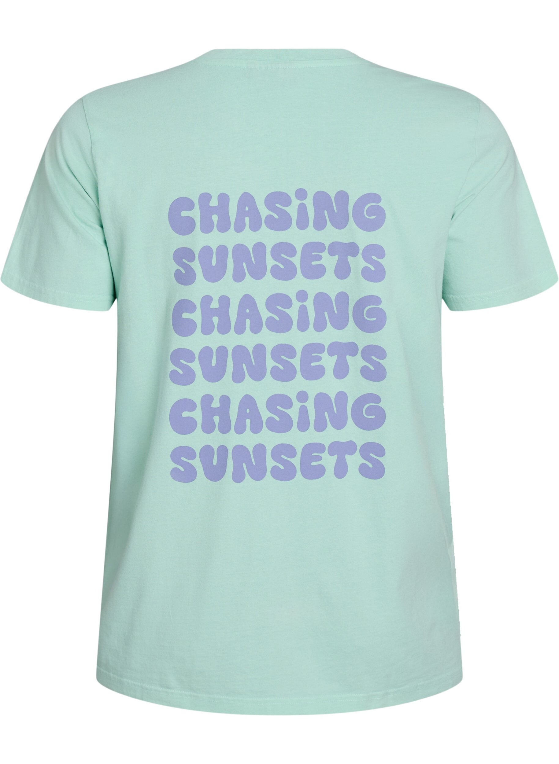 Zizzi T-shirt van biologisch katoen met print op de rug, Groen, Packshot image number 1