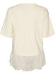 Los T-shirt met brede kanten rand, Vanille, Packshot image number 1