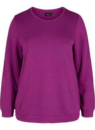 Sweatshirt met ronde hals en lange mouwen, Dark Purple, Packshot image number 0