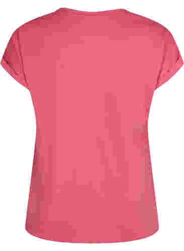 T-shirt met korte mouwen van katoenmix, Rasperry Pink, Packshot image number 1