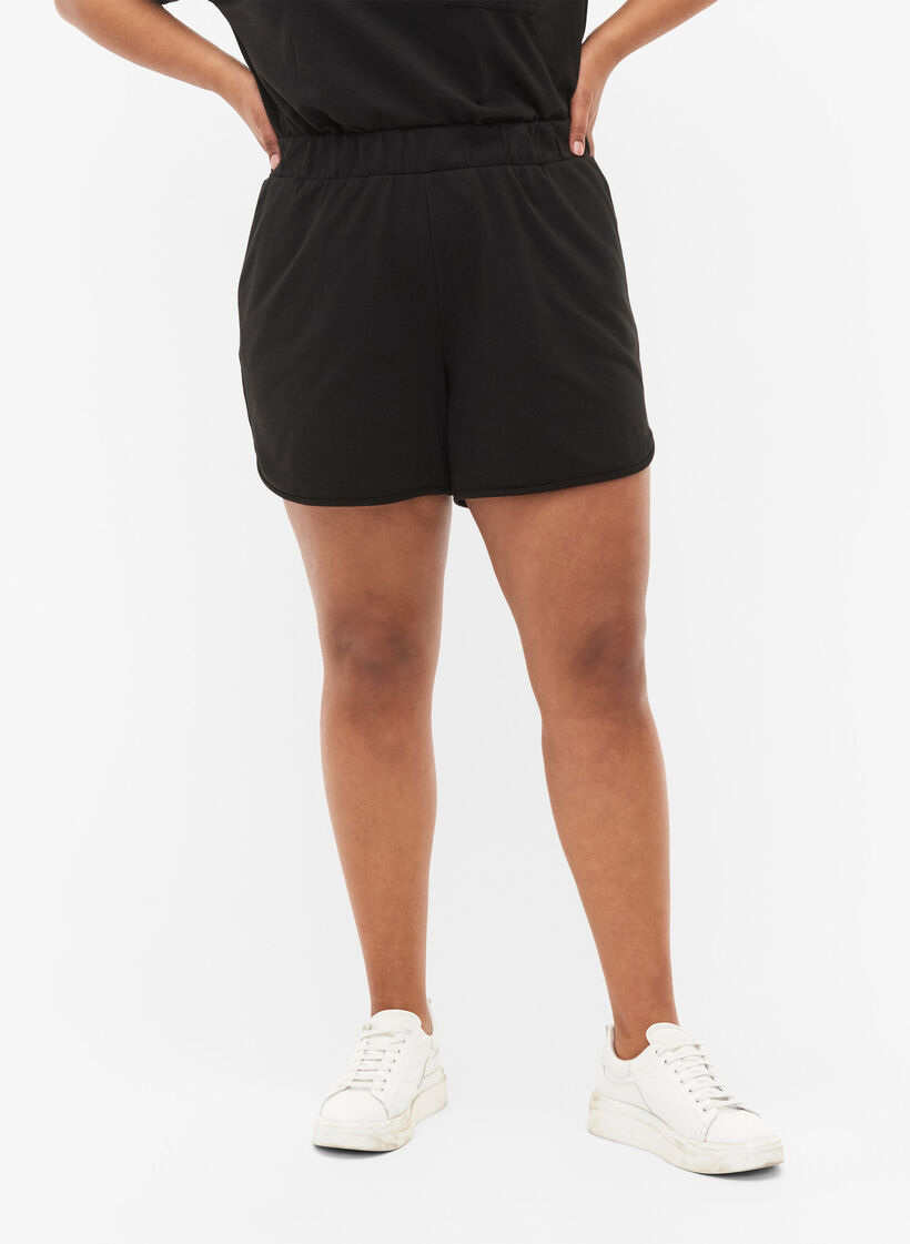 Effen sweatshort met zakken, Black, Model image number 2