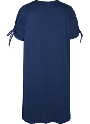 Viscose jurk met korte mouwen en koordjes, Navy Blazer, Packshot image number 1