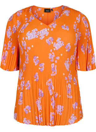 Gebloemde geplooide blouse, Exuberance Flower, Packshot image number 0