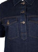 Denimjurk met korte mouwen en borstzakken, Dark Blue Denim, Packshot image number 2