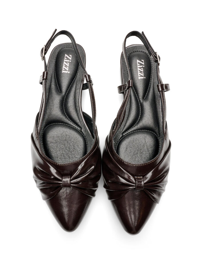 Slingback met strikdetail en lakuitstraling, Bruin, Packshot image number 2