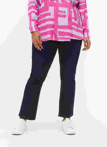 Slim fit Vilma jeans met hoge taille, Dk blue rinse, Model image number 4