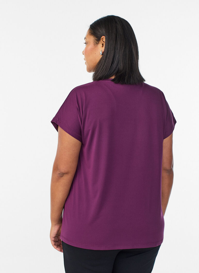 Effen gekleurd trainingsshirt, Paars, Model image number 2