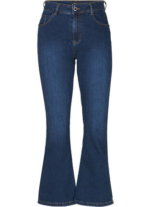 Ellen bootcut jeans met hoge taille, Dark blue denim, Packshot image number 0
