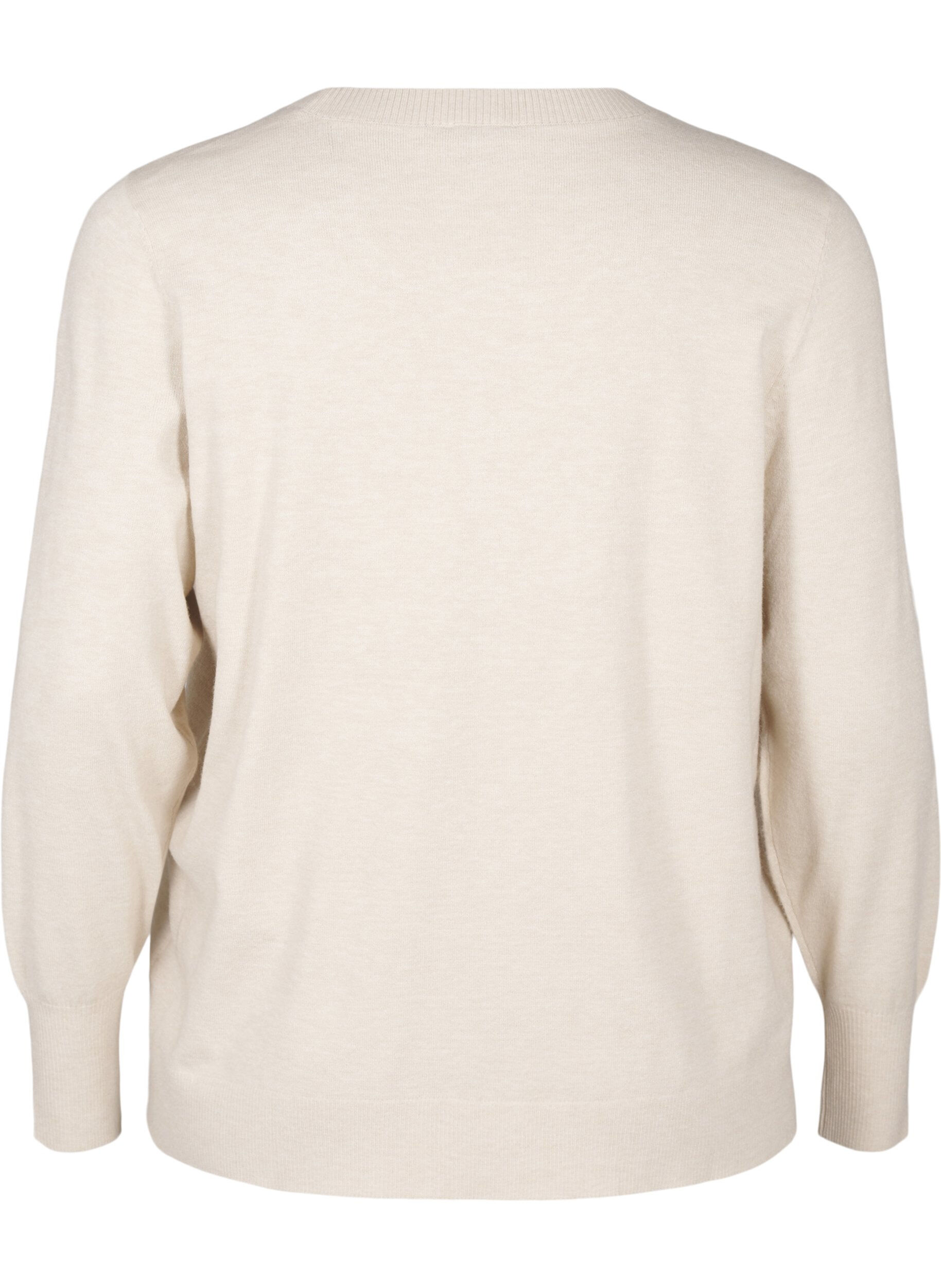 Zizzi FLASH - Gebreide blouse met ronde hals, Beige, Packshot image number 1
