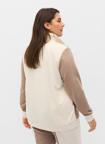 Sweatshirt met colorblock, Timber Wolf/Birch, Model image number 1