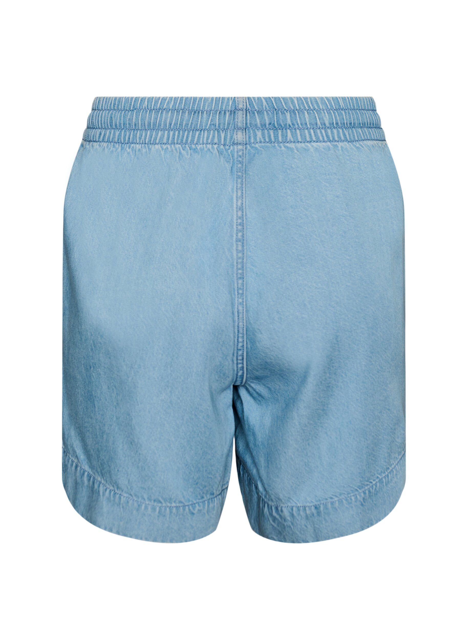 ZizziDenim-look shorts met een elastische tailleband en trekkoord, Blauw, Packshot image number 1