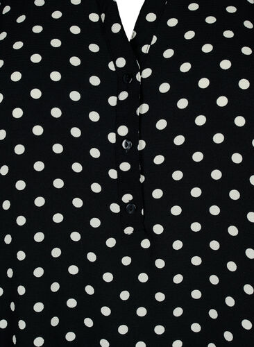 Blouse met korte mouwen en v-halslijn (GRS), Black w. Dots, Packshot image number 2