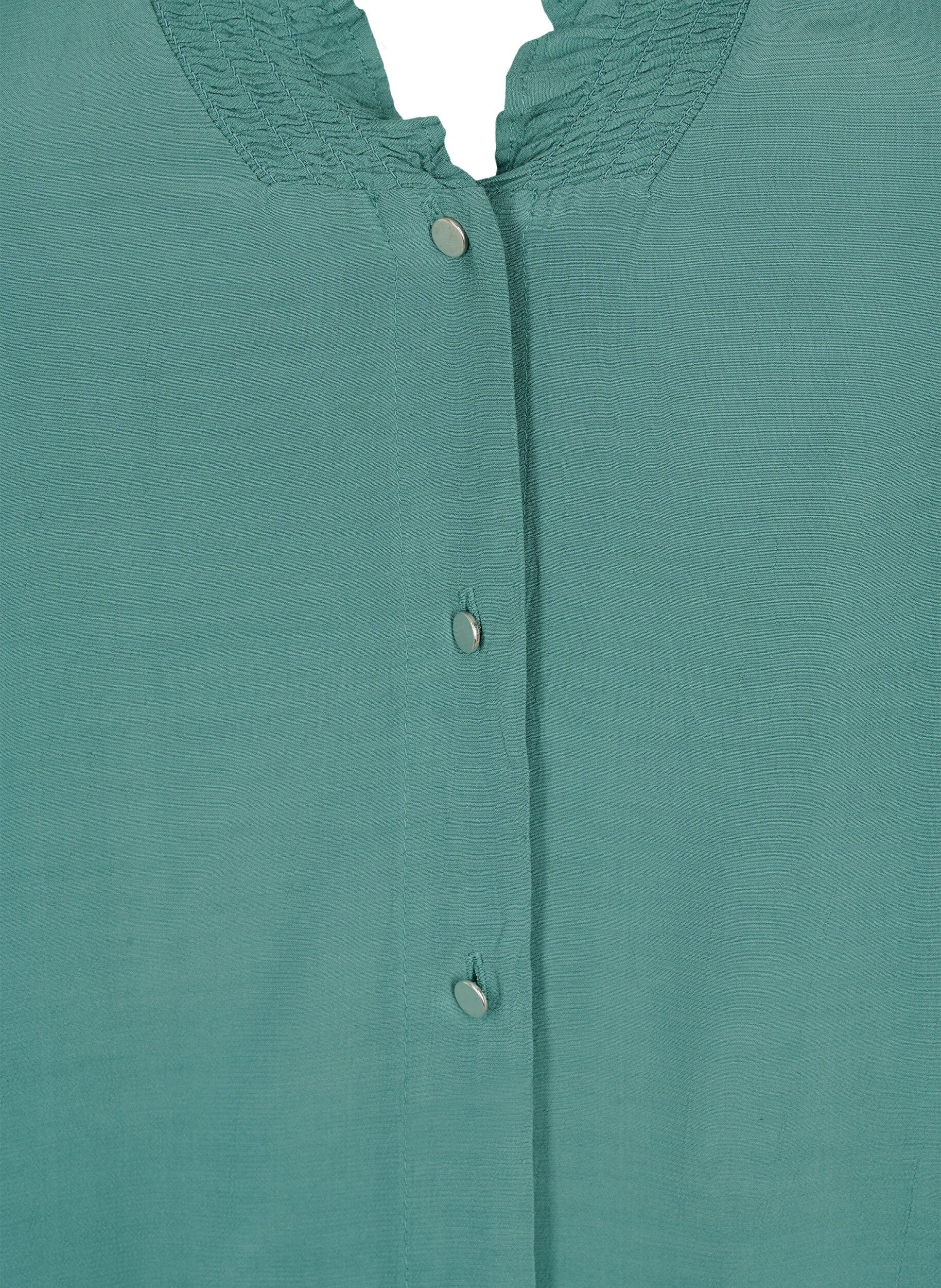 Zizzi Viscose shirt blouse met met lange mouwen, Sea Pine, Packshot image number 2