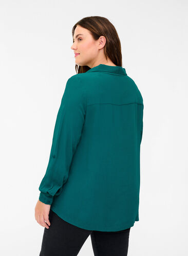 Viscose blouse met v-hals, Pacific, Model image number 1