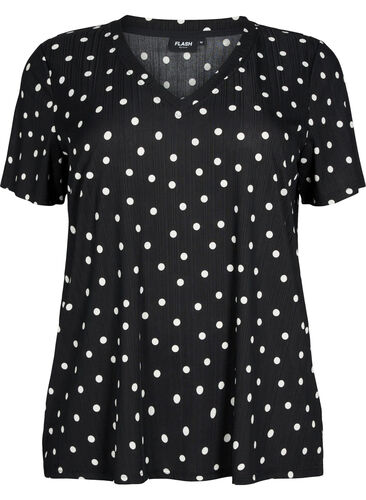FLASH - Bedrukt t-shirt met v-hals, Black Dot, Packshot image number 0