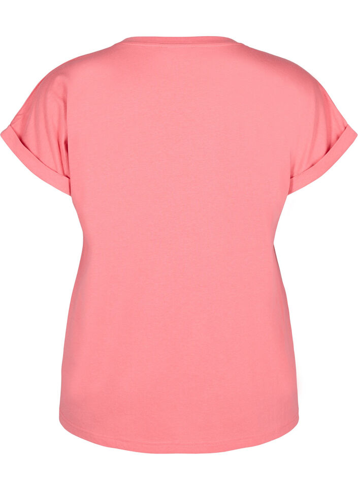 T-shirt met korte mouwen van katoenmix, Roze, Packshot image number 1