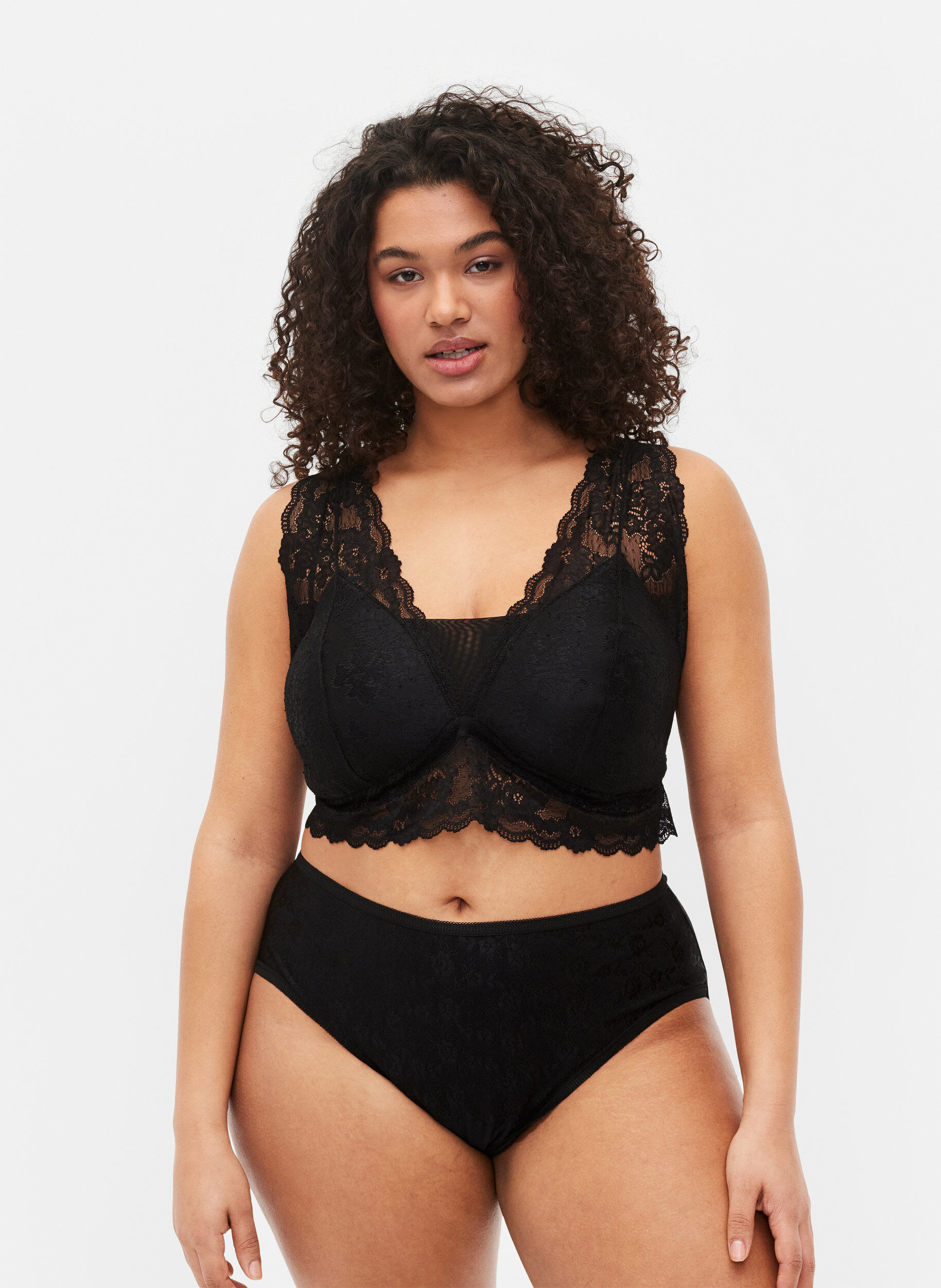 Zizzi Menstruatieslip met kant, Black/lace, Model image number 0