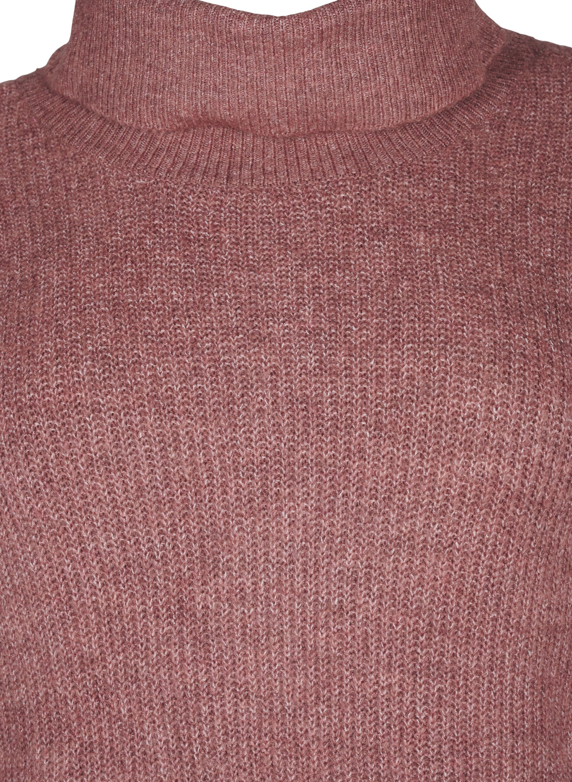 Zizzi FLASH - Gebreide jurk met col, Rood, Packshot image number 2