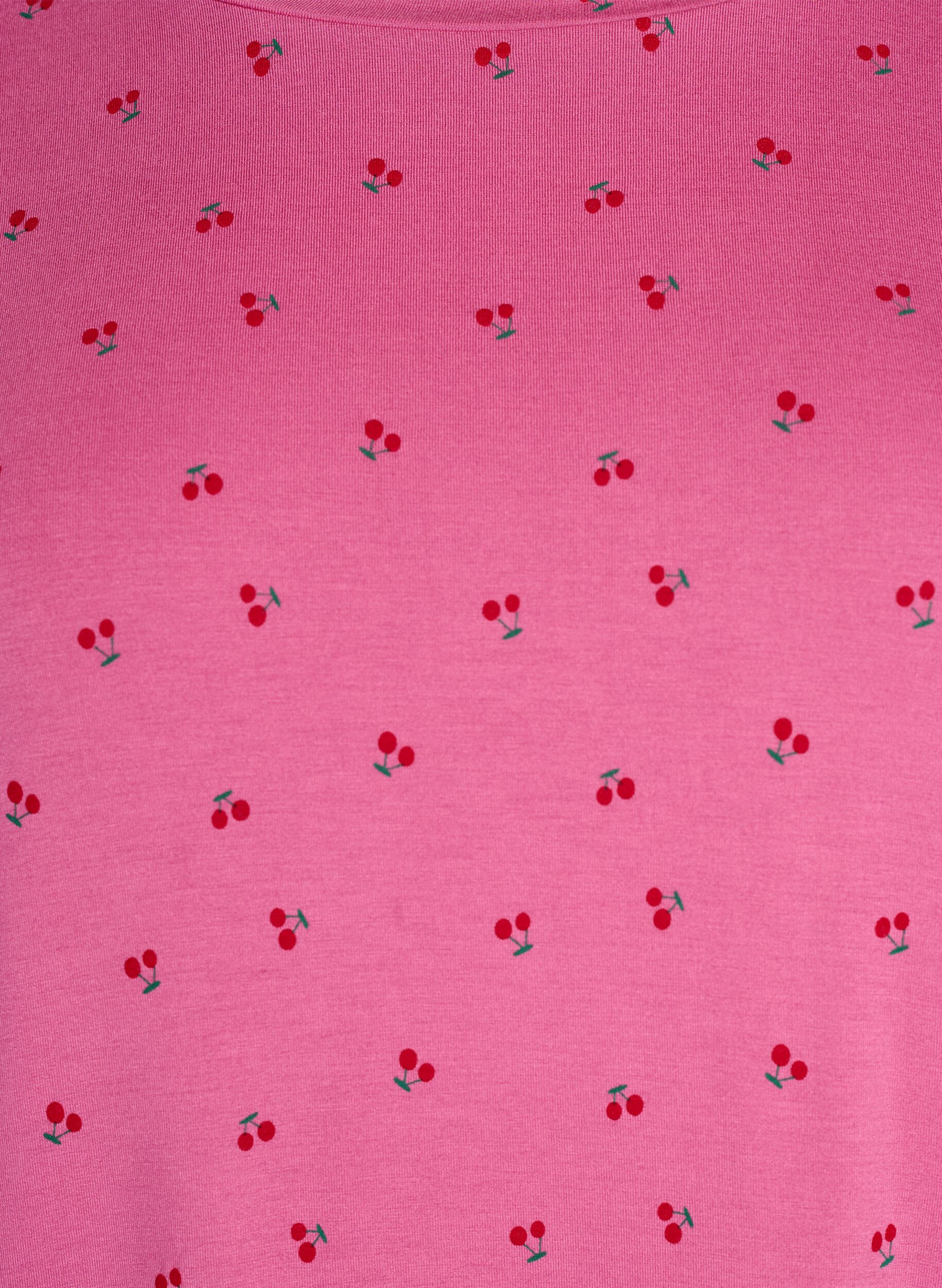 Zizzi Pyjama T-shirt in viscose met all-over print, Roze, Packshot image number 2