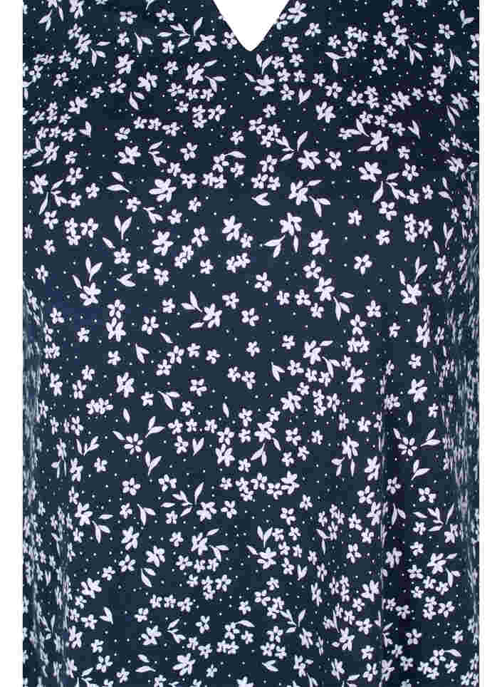 Katoenen tuniek met bloemenprint en a-lijn, NS w. White Flower, Packshot image number 2