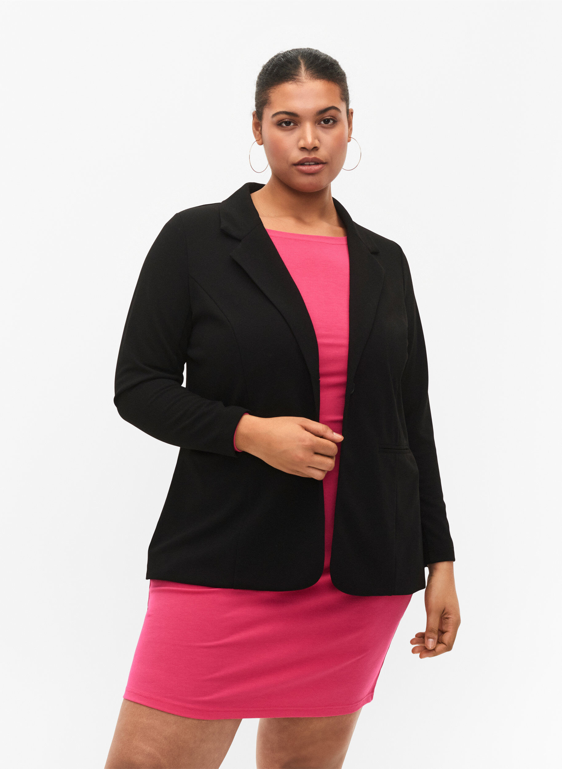 Zizzi Blazer met zakken, Black, Model image number 0