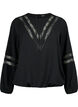 Blouse met lange mouwen en kant, Black, Packshot image number 0
