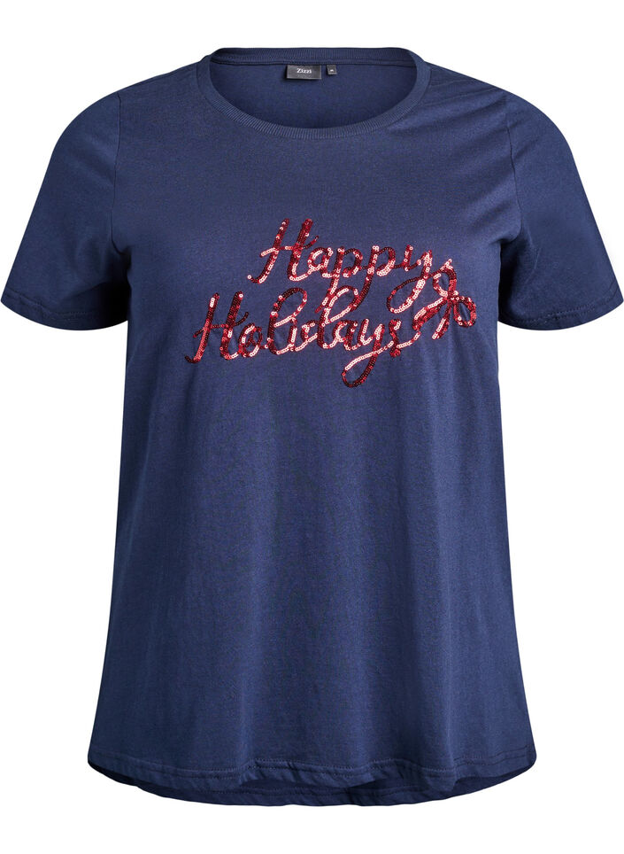 Kerst T-shirt van biologisch katoen, Blauw, Packshot image number 0