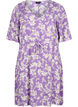 Jurk met 1/2 mouw met bloemenprint in viscose, Purple Flower AOP, Packshot image number 0