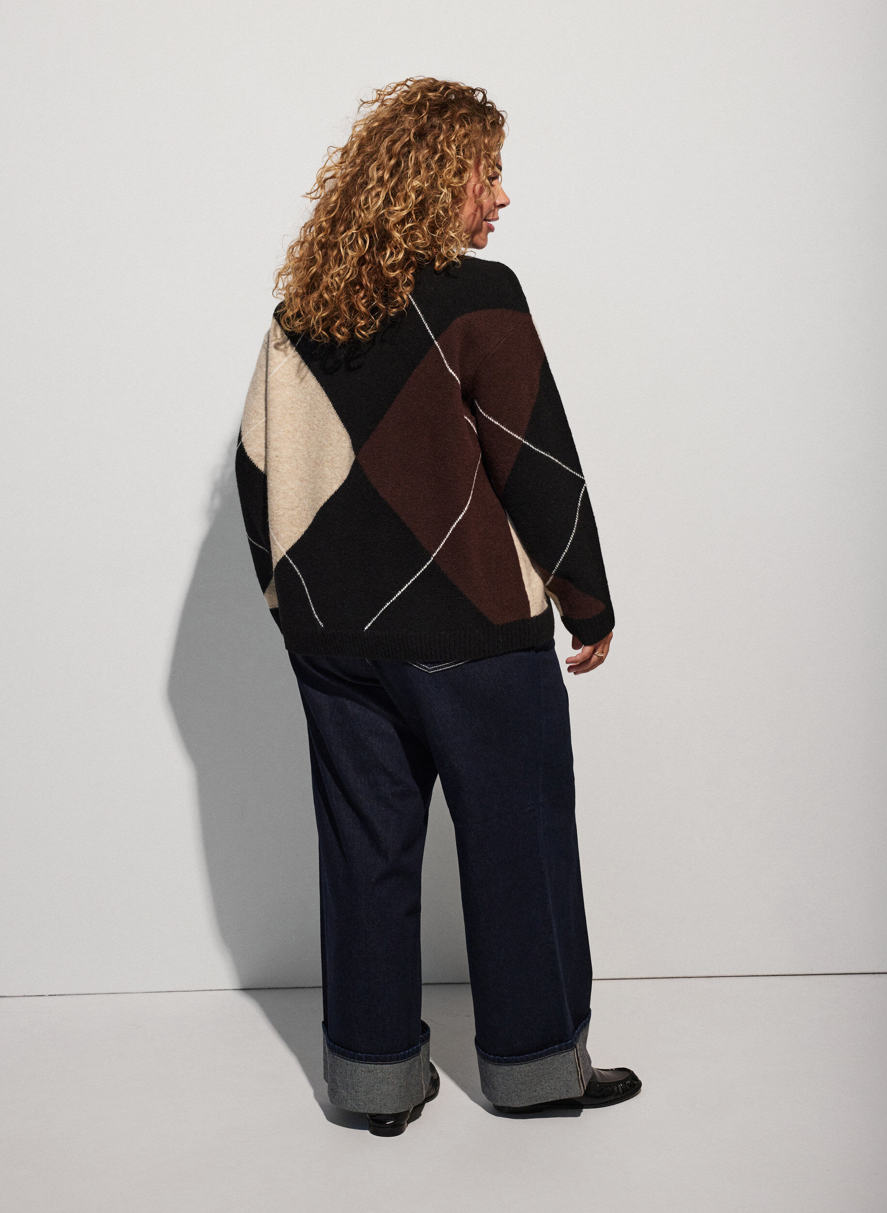 ZizziBreisel met harlekijnpatroon, Zwart, Model image number 2