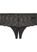 Hipster string zonder kruis met kant en hoge taille, Zwart, Packshot image number 0