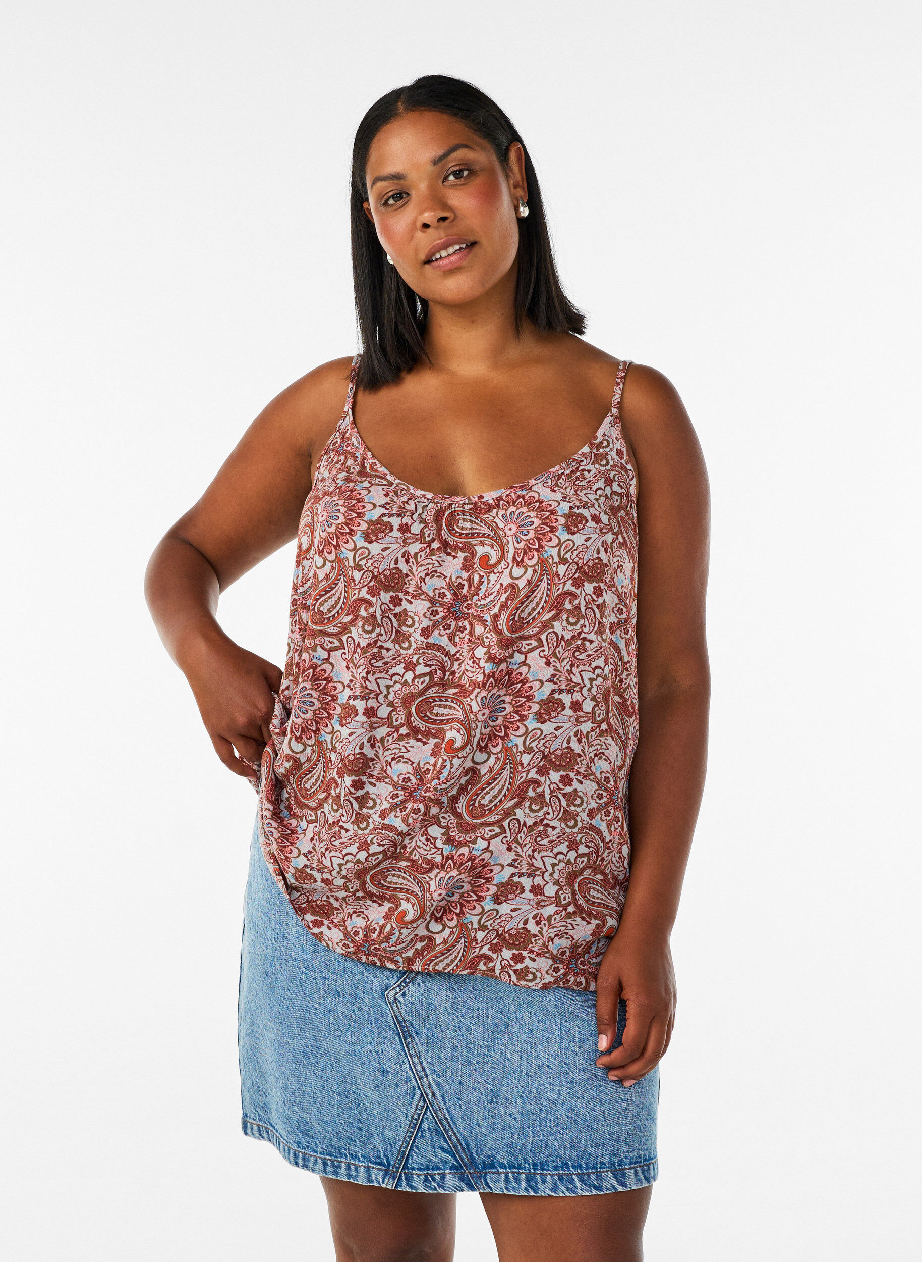 Strap top in viscose, Roze, Model