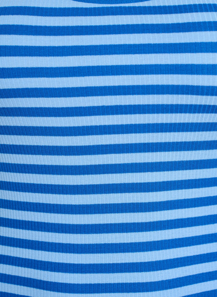 Gestreepte tanktop met een ribstructuur, Blauw, Packshot image number 2