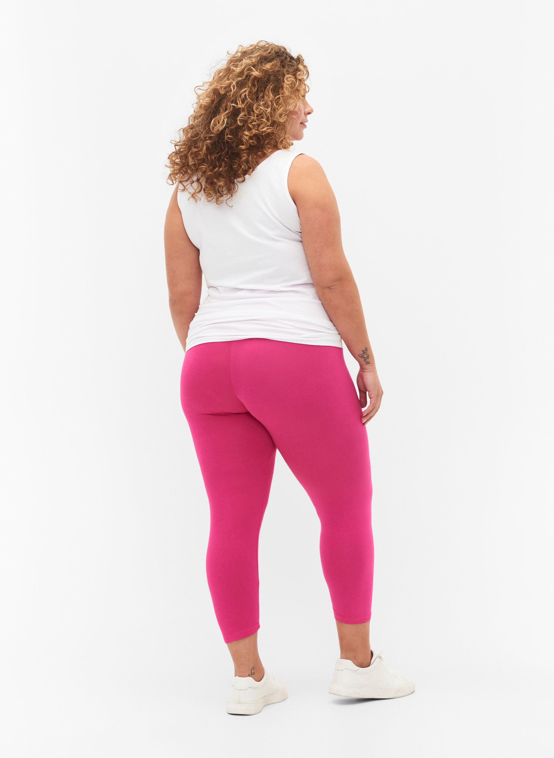 Zizzi Basic 3/4 legging in viscose, Roze, Model image number 2