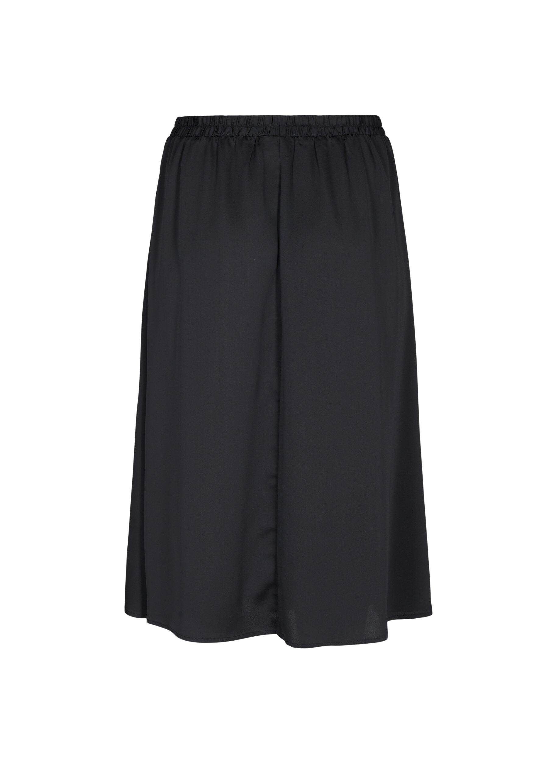 Zizzi Losjes vallende midi rok, Black, Packshot image number 1