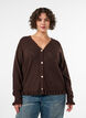 Cardigan met harlekijnpatroon en V-hals, Bruin, Model image number 0
