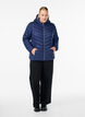 Gewatteerd lichtgewicht jack met capuchon, Blauw, Model image number 1