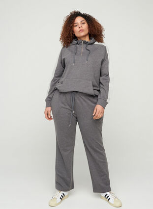 Sweatshirt met capuchon en zak, Dark Grey Melange, Model image number 2